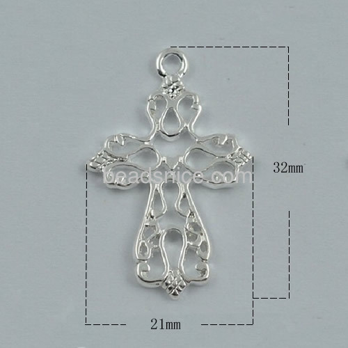 Hollow cross pendant fashion cross pendants charms modern filigree craft wholesale fashionable jewelry findings brass gift for f