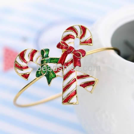 Christmas decorations candy canes bangle bracelet  fashionable jewelry making brass gift for kids lead-safe nickel-free