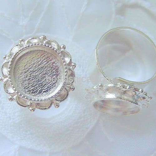 Silver ring base ornate circle frame adjustable rings blanks wholesale jewelry accessories sterling silver vintage style