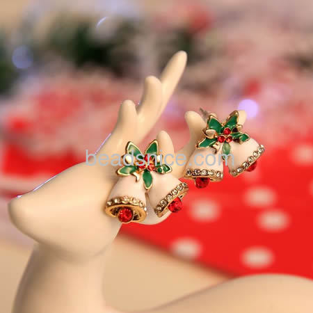 Christmas earring jingle bell stud earrings wholesale earring jewelry findings alloy Christmas decorations gift for friends