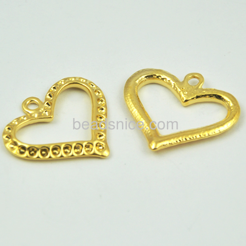 Heart pendants charms hollow pendant with rhinestone hole wholesale jewelry findings brass DIY gift for her