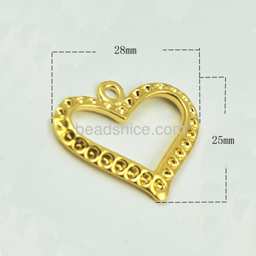 Heart pendants charms hollow pendant with rhinestone hole wholesale jewelry findings brass DIY gift for her