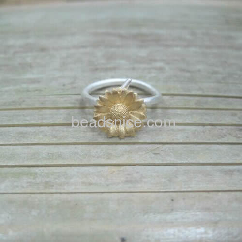 Silver sunflower ring adjustable finger rings wholesale fashion jewelry findings sterling silver gift for friends