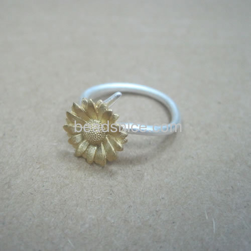 Silver sunflower ring adjustable finger rings wholesale fashion jewelry findings sterling silver gift for friends