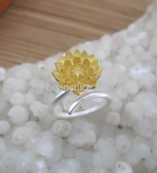 Metal lotus ring opening finger flower ring adjustable wholesale jewelry accessories sterling silver