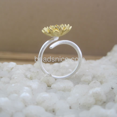 Metal lotus ring opening finger flower ring adjustable wholesale jewelry accessories sterling silver