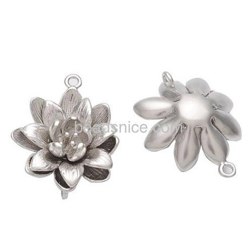 Lotus flower pendant connector charm unique design for women wholesale fashionable jewelry connectors settings brass DIY