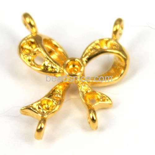 Golden butterfly connectors charms bowknot connector with 4 loops wholesale vintage jewelry components DIY brass
