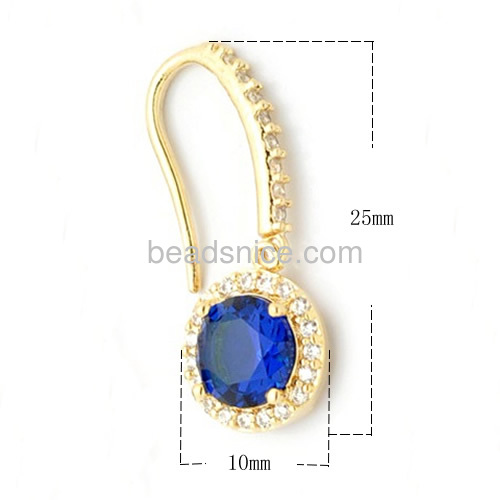 Crystal earring blue sapphire hoop earrings women fit wedding party wholesale jewelry findings brass gift for her