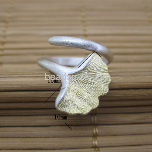 Silver ginkgo leaf ring personalized adjustable rings wholesale jewelry rings components handmade unique gifts