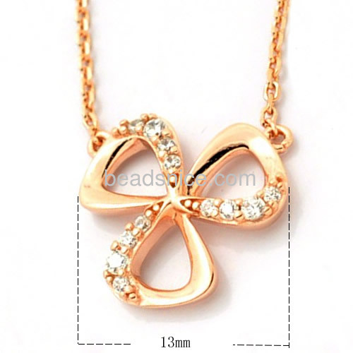 New design pendant necklace charm 3 leaf clover pendants micro pave CZ wholesale jewelry components brass gifts