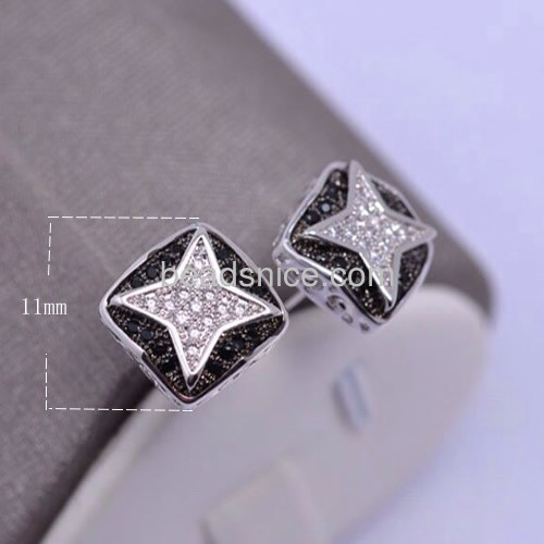 Stud earring post square earrings women micro black cubic zirconia pave wholesale classic jewelry findings brass gifts