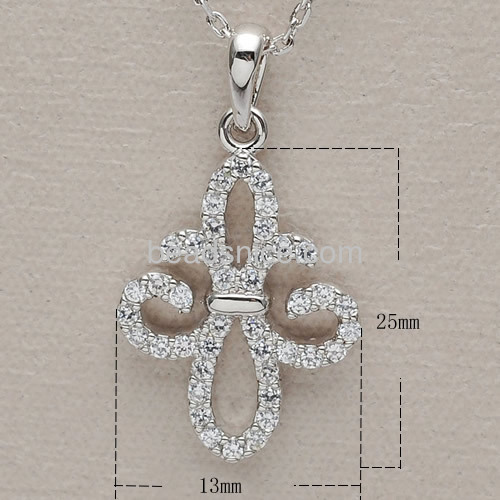 Anchor pendant tiny fashion pendant necklace rhinestone pave wholesale jewelry settings brass