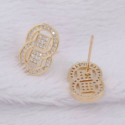 Fashion earring design number 8 stud earring for women wholesale fashion jewelry earrings brass gift for her