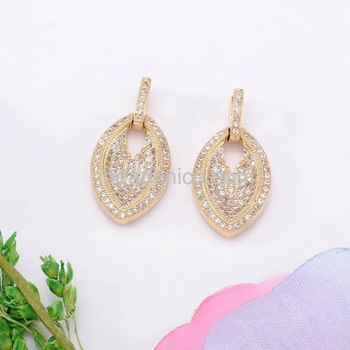 Fashion earring design dangle stud earrings wholesale jewelry parts brass teardrop shape vintage style gift for her