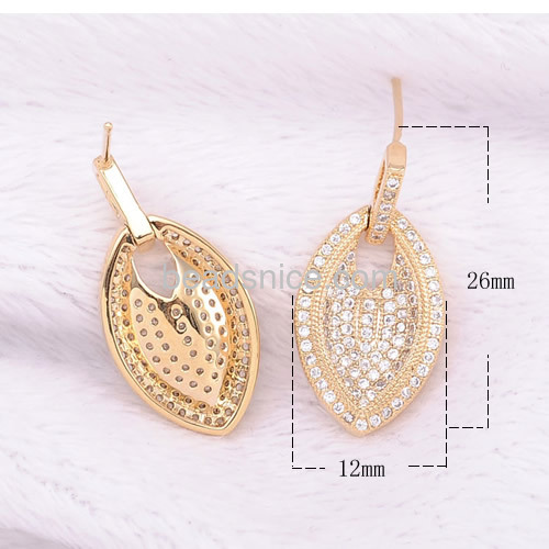 Fashion earring design dangle stud earrings wholesale jewelry parts brass teardrop shape vintage style gift for her