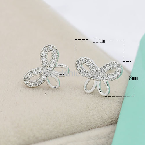 Latest model fashion earrings butterfly knot stud earrings woman wholesale jewelry parts brass lovely gifts