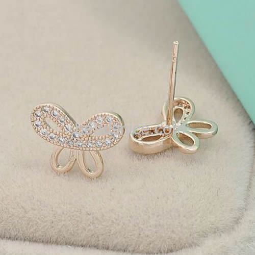 Latest model fashion earrings butterfly knot stud earrings woman wholesale jewelry parts brass lovely gifts