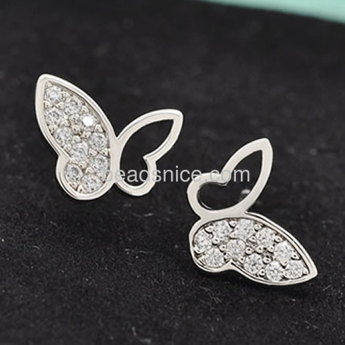 Fashion earring small butterfly stud earrings women wholesale jewelry parts brass gift for friends