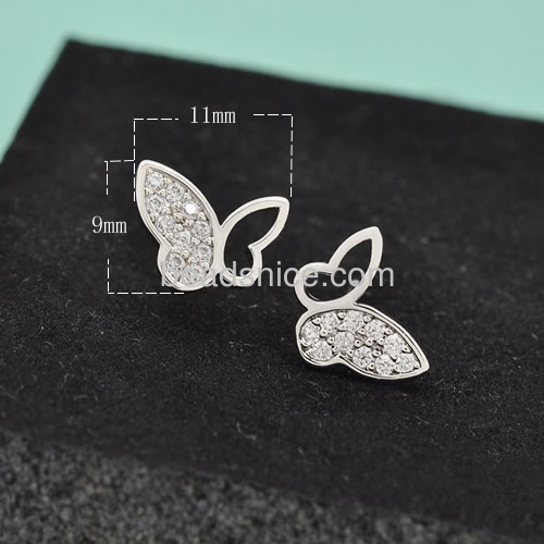 Fashion earring small butterfly stud earrings women wholesale jewelry parts brass gift for friends