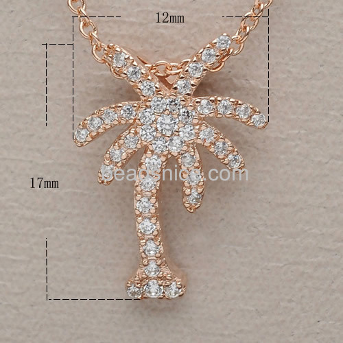 Palm charm pendant necklace coconut tree pendants fashion design summer beach style wholesale jewelry parts brass gifts