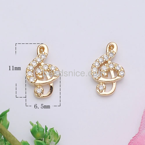 Musical notes stud earrings treble clef earring for women wholesale fashion jewelry components brass anniversary gift