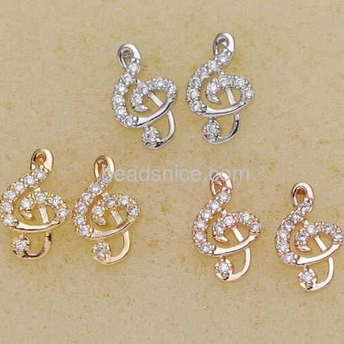 Musical notes stud earrings treble clef earring for women wholesale fashion jewelry components brass anniversary gift