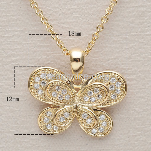 Meaningful pendant necklace beautiful butterfly shape pendants micro pave CZ wholesale fashion fashion jewelry parts brass gifts