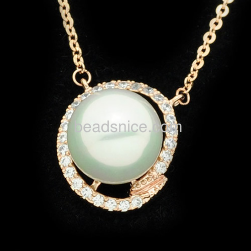 Pearl pendant designs for women micro pave cubic zircons frame wholesale fashion jewelry parts brass gift for her