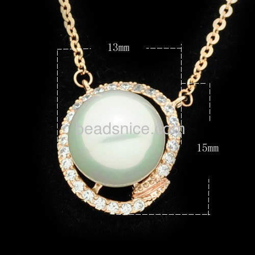 Pearl pendant designs for women micro pave cubic zircons frame wholesale fashion jewelry parts brass gift for her