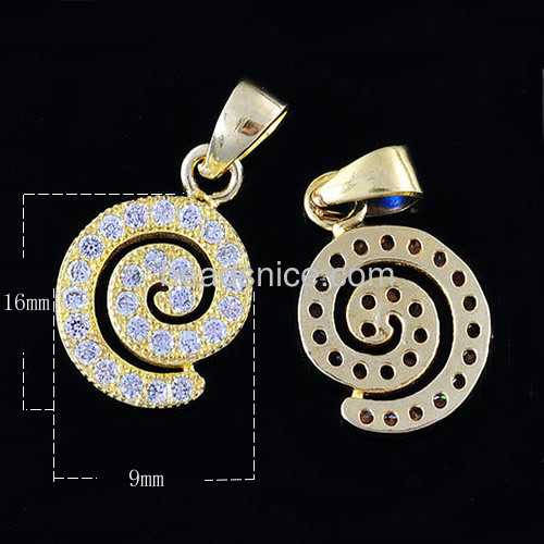 Fashion snail pendants charms personalized micro pave cubic zirconia wholesale jewelry pendant making supplies brass DIY