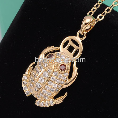 Pendants charms animal frog pendant necklace lucky toad with coin wholesale jewelry findings brass special party gifts