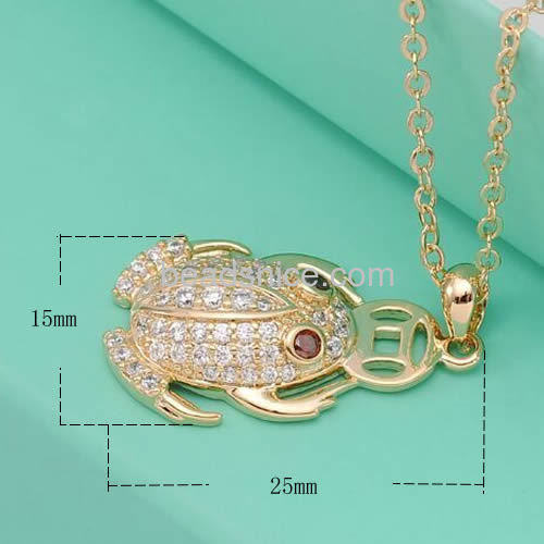 Pendants charms animal frog pendant necklace lucky toad with coin wholesale jewelry findings brass special party gifts
