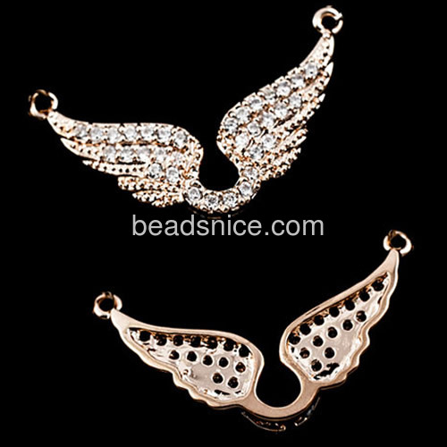 Angel wings pendant necklace new fashion style pave CZ  wholesale necklace jewelry components brass gift for her