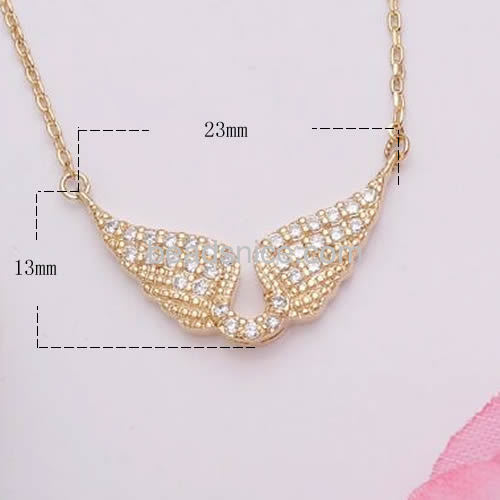 Angel wings pendant necklace new fashion style pave CZ  wholesale necklace jewelry components brass gift for her