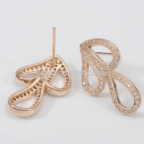 Fashion design earrings irregular pattern stud earring micro CZ pave wholesale fashion jewelry findings brass unique gifts