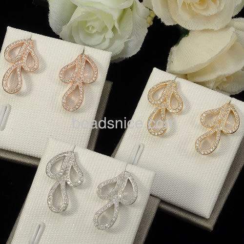 Fashion design earrings irregular pattern stud earring micro CZ pave wholesale fashion jewelry findings brass unique gifts