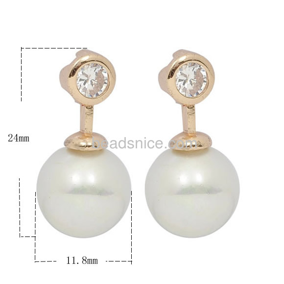 Latest design of pearl earrings inlay imitation zircon wholesale fashion jewelry earring components brass trendy gifts