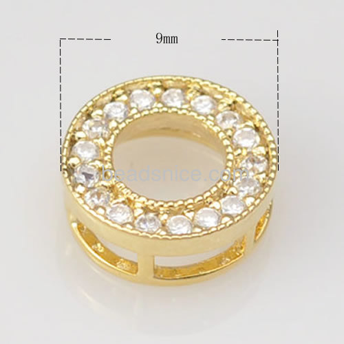 Bracelet beads personalized loose bead micro CZ pave unique design wholesale bead jewelry components brass DIY