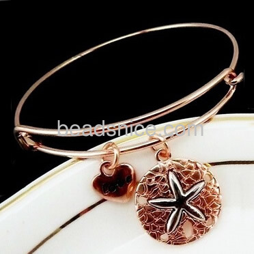 Heart bangle bracelet starfish and love pendant bracelets wholesale vintage jewelry alloy Alex and Ani style