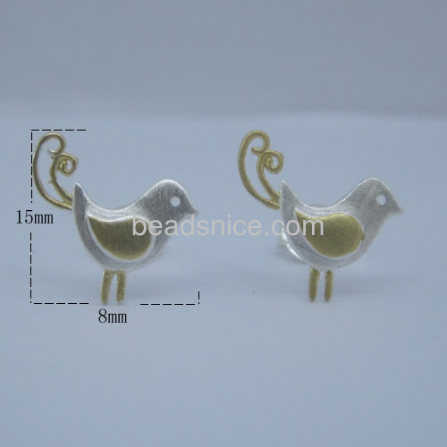 Stud earrings women cute bird earring wholesale jewelry making supplies sterling silver gift for women daily wear