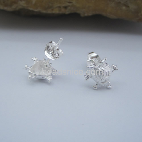 sterling silver earring small strawberry stud earrings hollow smile face wholesale fashion jewelry components sterling silver gi