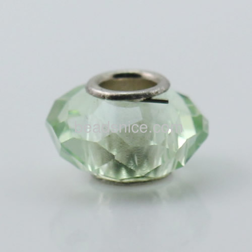 Crystal European Beads, with 925 sterling silver core, Rondelle, 13.5x9.5mm, Hole:Approx 4.5MM