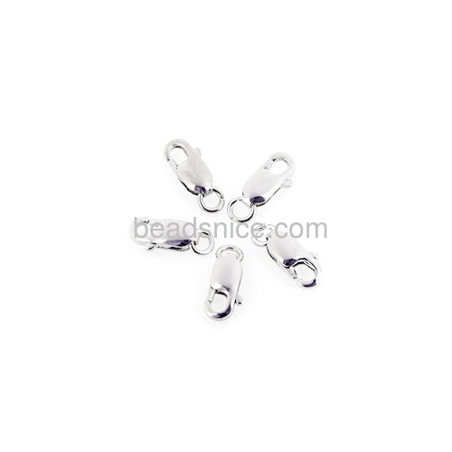 Sterling Silver Lobster Claw Clasps, platina plated, 10x4mm,