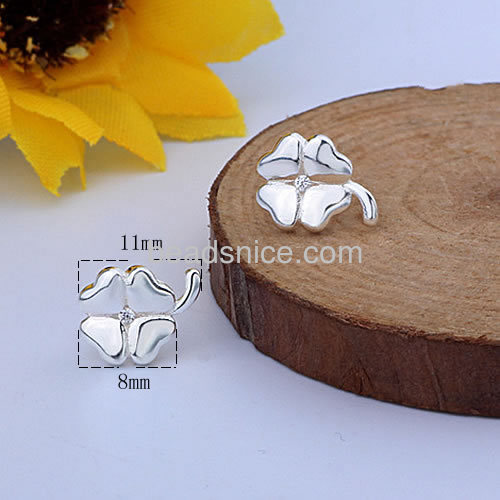 Daily wear stud earrings 4 leaf clover earring wholesale fashion jewelry components sterling silver gift for her trendy style