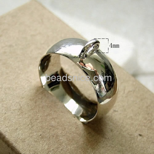 Charm ring sterling silver wide rings with small loop for necklace bracelet wholesale jewelry accessories DIY