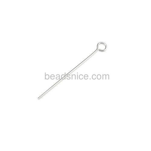 925 Sterling Silver Eyepins, 30x0.6mm, Hole:Approx 1.5MM,