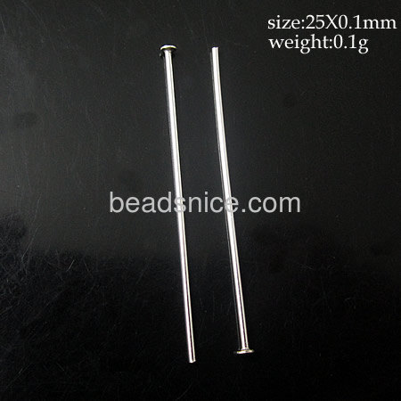 925 Sterling Silver Headpins  25x0.4x1.5mm,