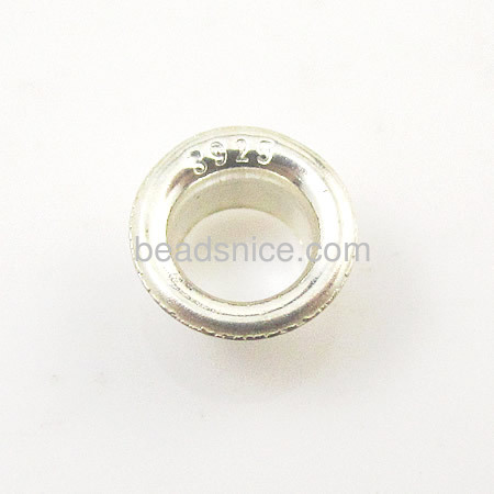 925 Sterling Silver End Caps / Tips, Grommet, Donut,  Donut 7.7mm / hight 4mm/ out side 5.6mm inner diameter 4.5mm
