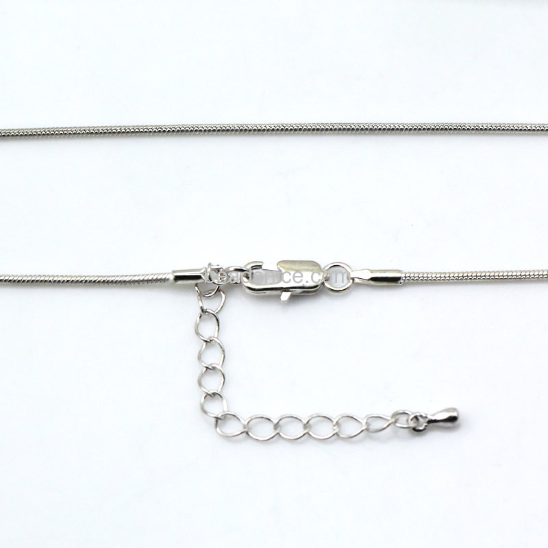 Brass Necklace chain,Lead free ,Nickel free,1.5MM,silver plated,16 Inch plus adjustable chain at the end,
